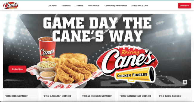 accessible website examples, raising cane’s
