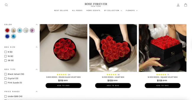 accessible website examples, rose forever website