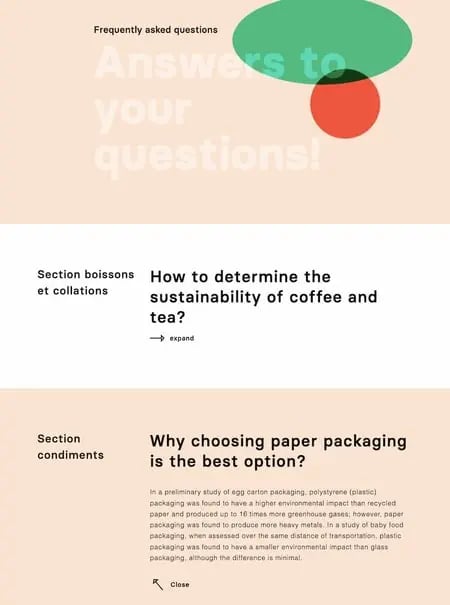 accordion menu example on Nourish Change FAQ page