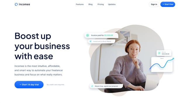 accountant website design, Incomee