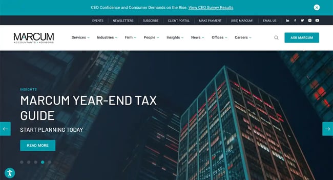 accountant website design, Marcum LLP