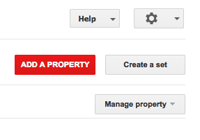Botão vermelho “Adicionar propriedade” no Google Search Console