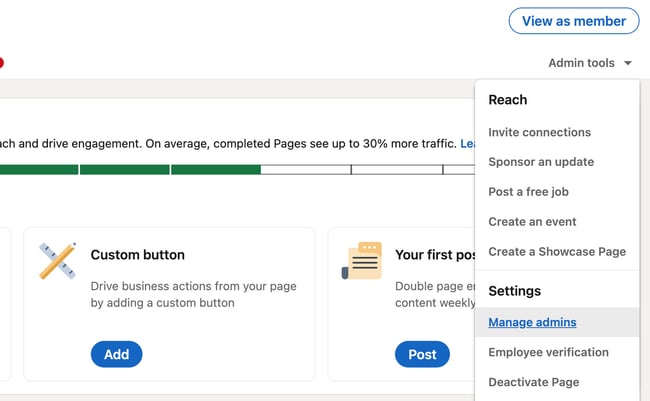 LinkedIn Page best practices: add admins