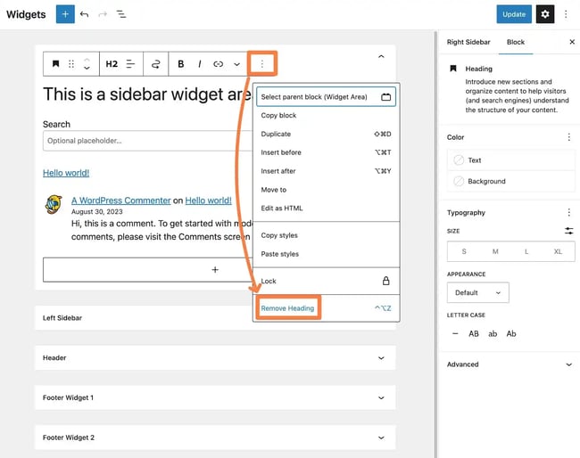 What is a widget on WordPress? How to remove a WordPress widget.