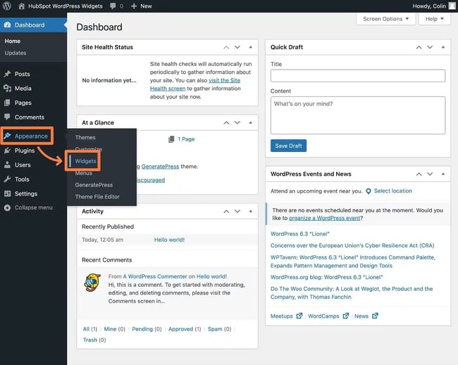 What is a widget on WordPress? How to open the WordPress widget interface.