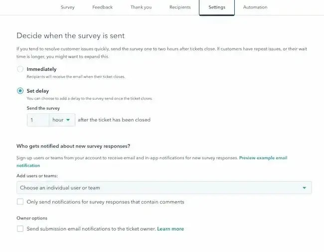 adjust other feedback form settings as needed