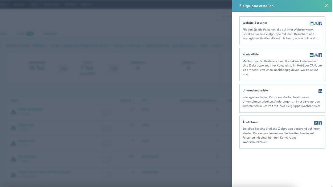 Zielgruppen erstellen