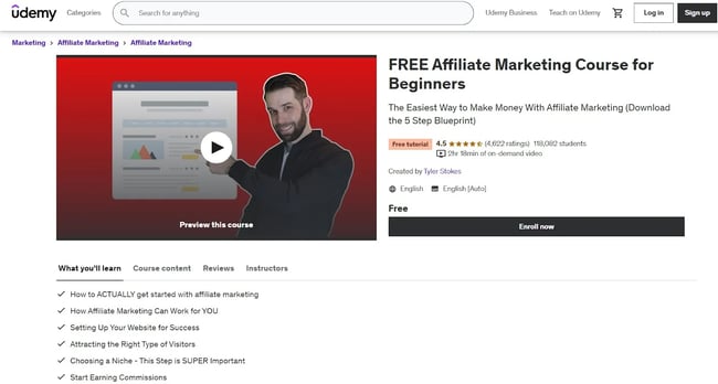 Image of the Affiliate marketing for beginners course