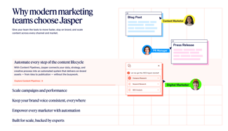 ai content marketing automation tools, jasper ai interface