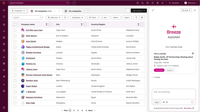 sales outreach tools — hubspot breeze assistant interface showing ai-generated multi-channel outreach sequence