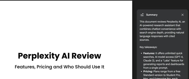 ai generated summary by gemini, google doc summary