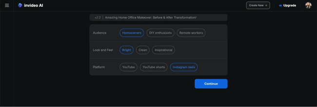 ai in martech, choosing audience in invideo ai to create a video