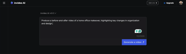 ai in martech, prompting invideo ai to create a video