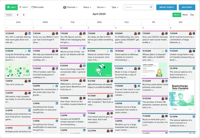 ai in social media Lately AI content calendar