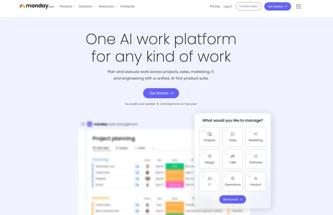 AI project management tool, Monday