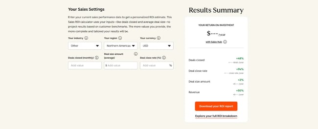 ai sales tools, hubspot’s roi calculator