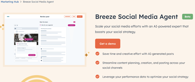 ai target audience tools, hubspot breeze social media agent
