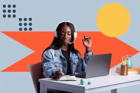 woman uses ai agent for work