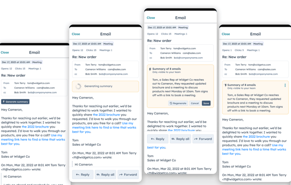 Resumo de sequência de e-mails por IA
