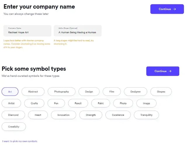 how to design a logo: picking symbol types in looka