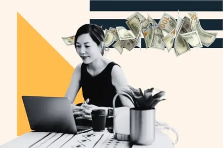 woman uses ai to forecast a budget