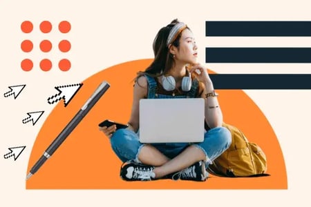 woman looks up information on a ai knowledge base