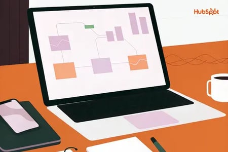 Laptop displaying prospect research dashboard with analytics and data visualization cards