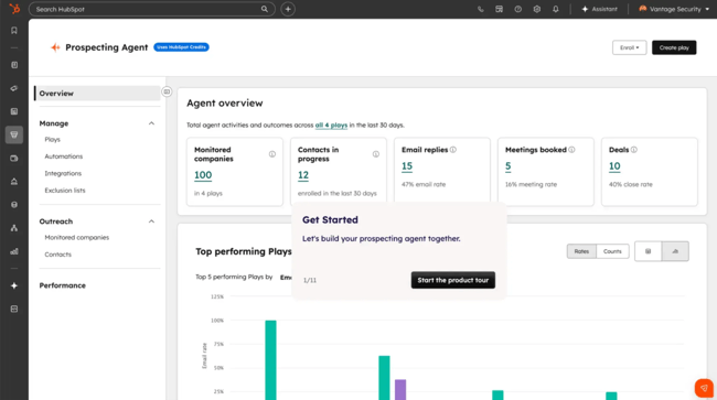 ai sales agent Breeze prospecting agent dashboard