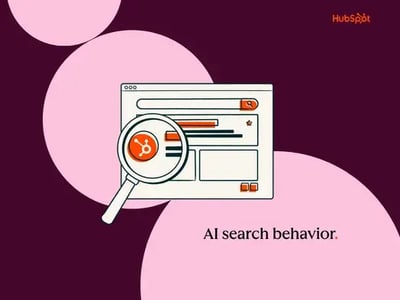 AI search behavior graphic with magnifying glass over website graphic