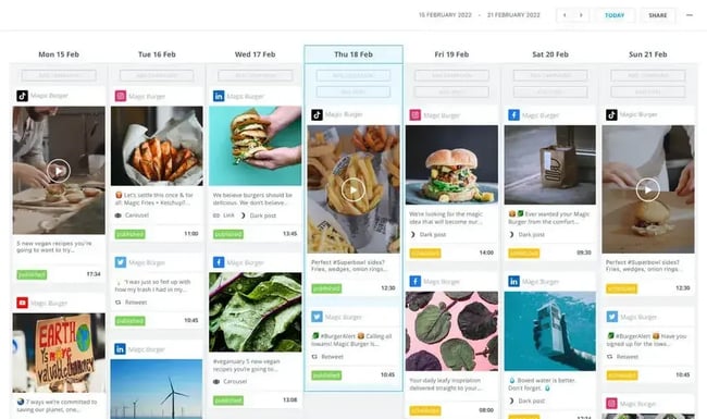 Brandwatch dashboard demonstrating AI social media marketing tools for social media calendar