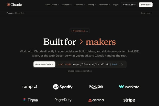 The Claude Code homepage