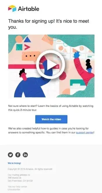 airtable onboarding email example