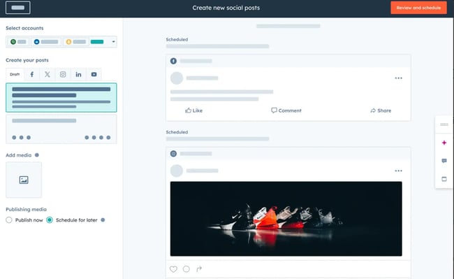 all in one social media listening tools, hubspot marketing hub new social post dashboard