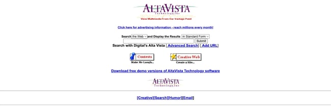 altavista 1996 screenshot