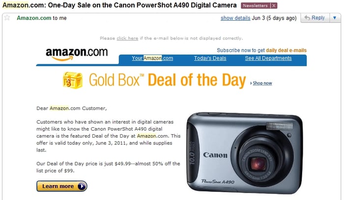 fourth amazon email example