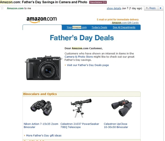 eighth amazon email example
