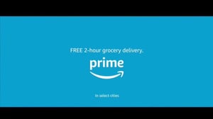 The end of an Amazon programmatic TV ad that advertises Prime's 2-hour grocery delivery