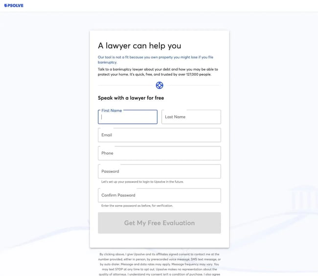 an example of a personalized landing page created from upsolves screener tool