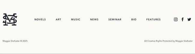 an example of a site index footer from maggie stiefvater