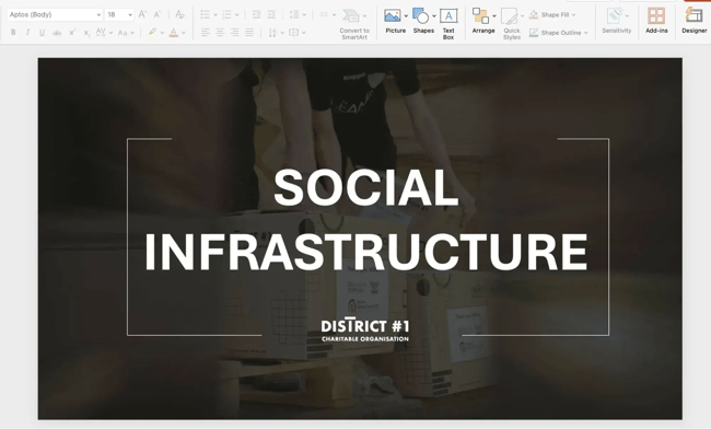 an example of a slide deck that uses a border to enhance the design