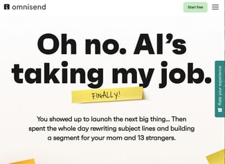 an example of a website copy from omnisend