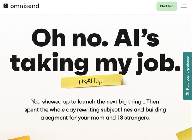 an example of a website copy from omnisend