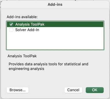 sales forecasting in excel, Analysis ToolPak step 2