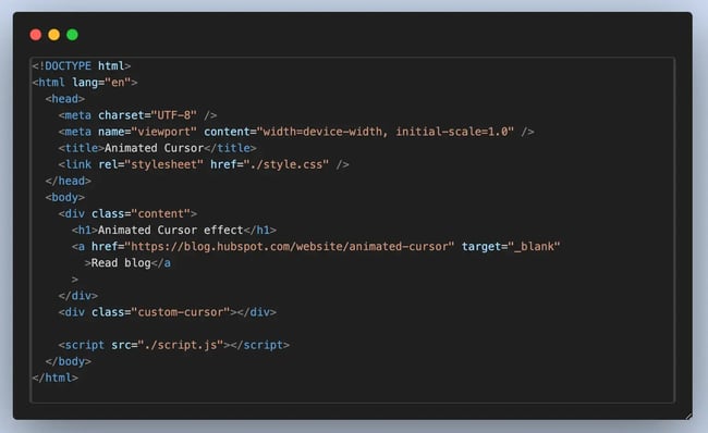 animated cursor effects, css code
