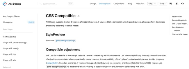 css framework, ant design
