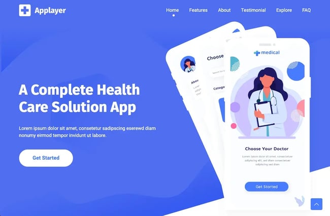 applayer template for landing page using html and css