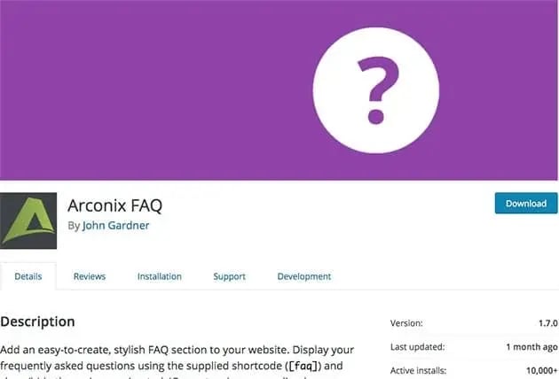 green logo on black background for arconix faq plugin download by John Gardner
