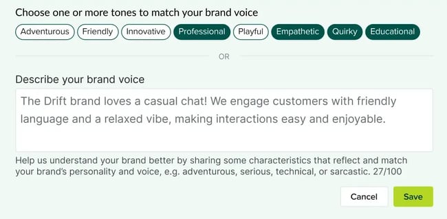 artificial intelligence and customer service tools, drift