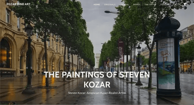 artist website example, Steven Kozar 