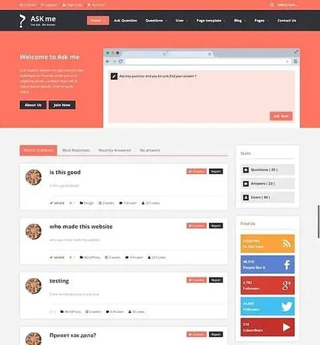 Great WordPress Forum Themes: Ask Me